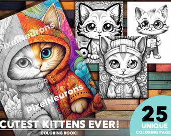 Cute Kittens Coloring Book – 25 Intricate Designs (Digital Product)