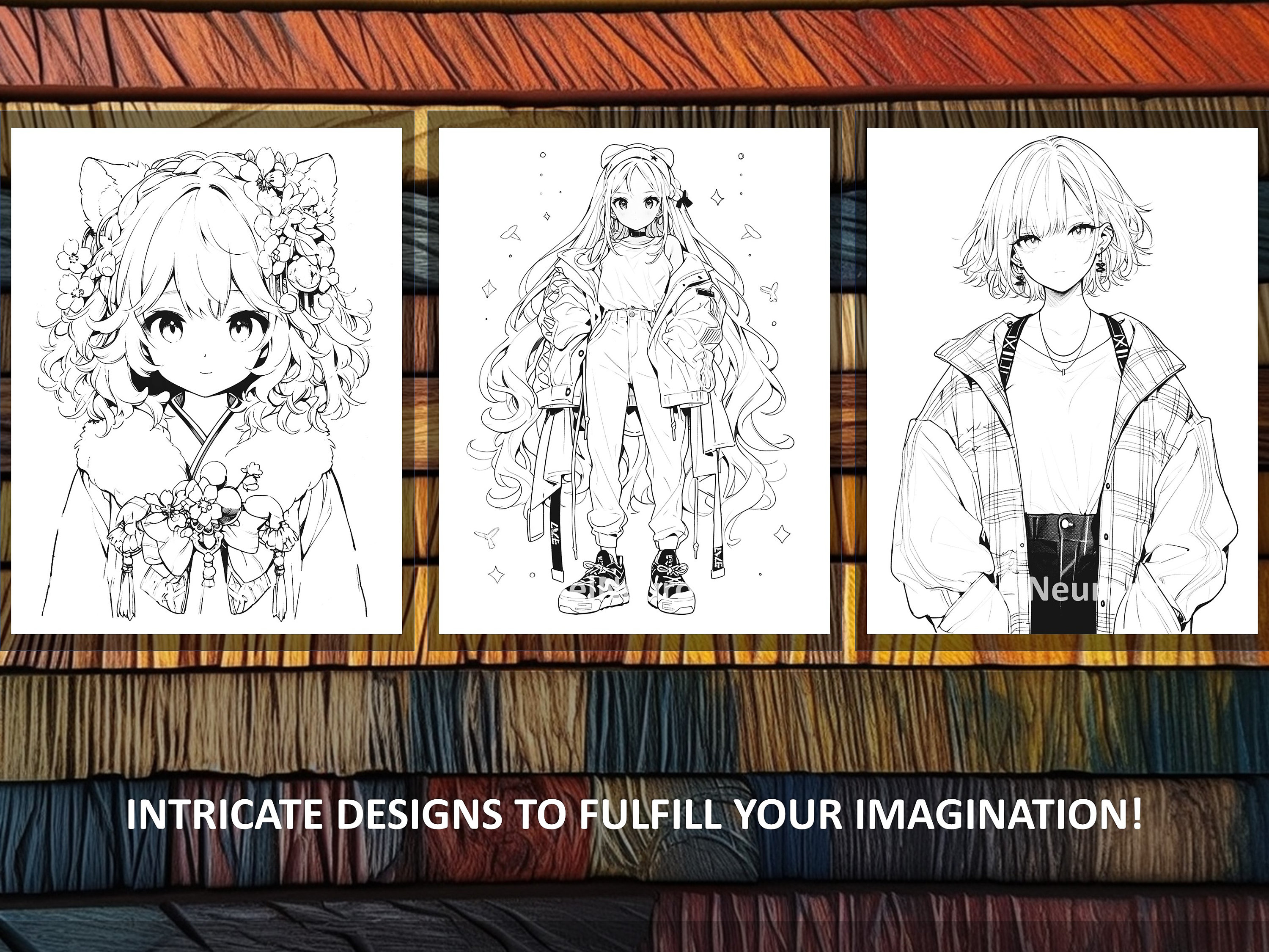 Spring Anime Coloring Book - 25 Elegant Manga Drawings (digital ...