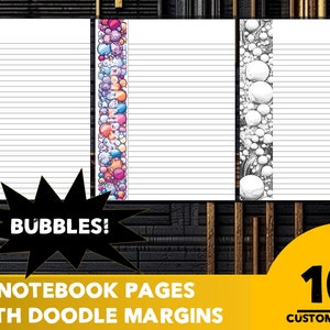 Bubble Pattern Custom Notebook Pages - College Ruled, Printable Coloring Margins
