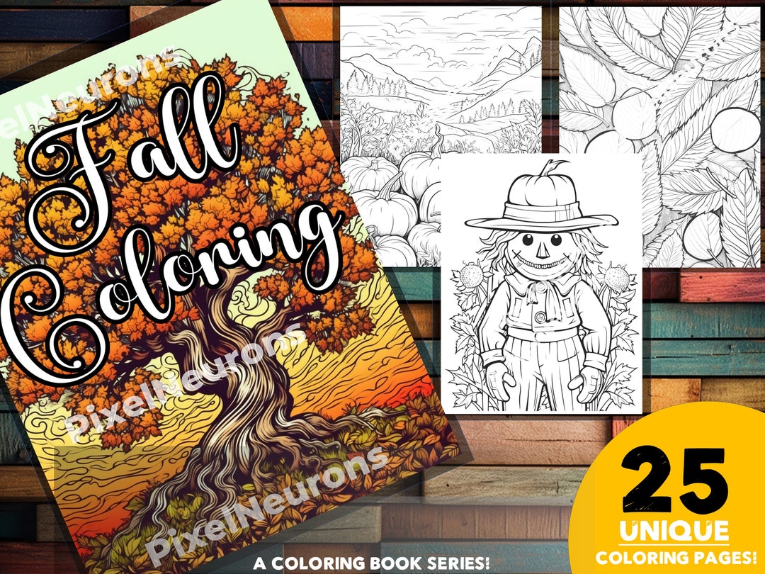 Autumn Splendor Coloring Book - 25 Unique Fall Theme Printable Pages