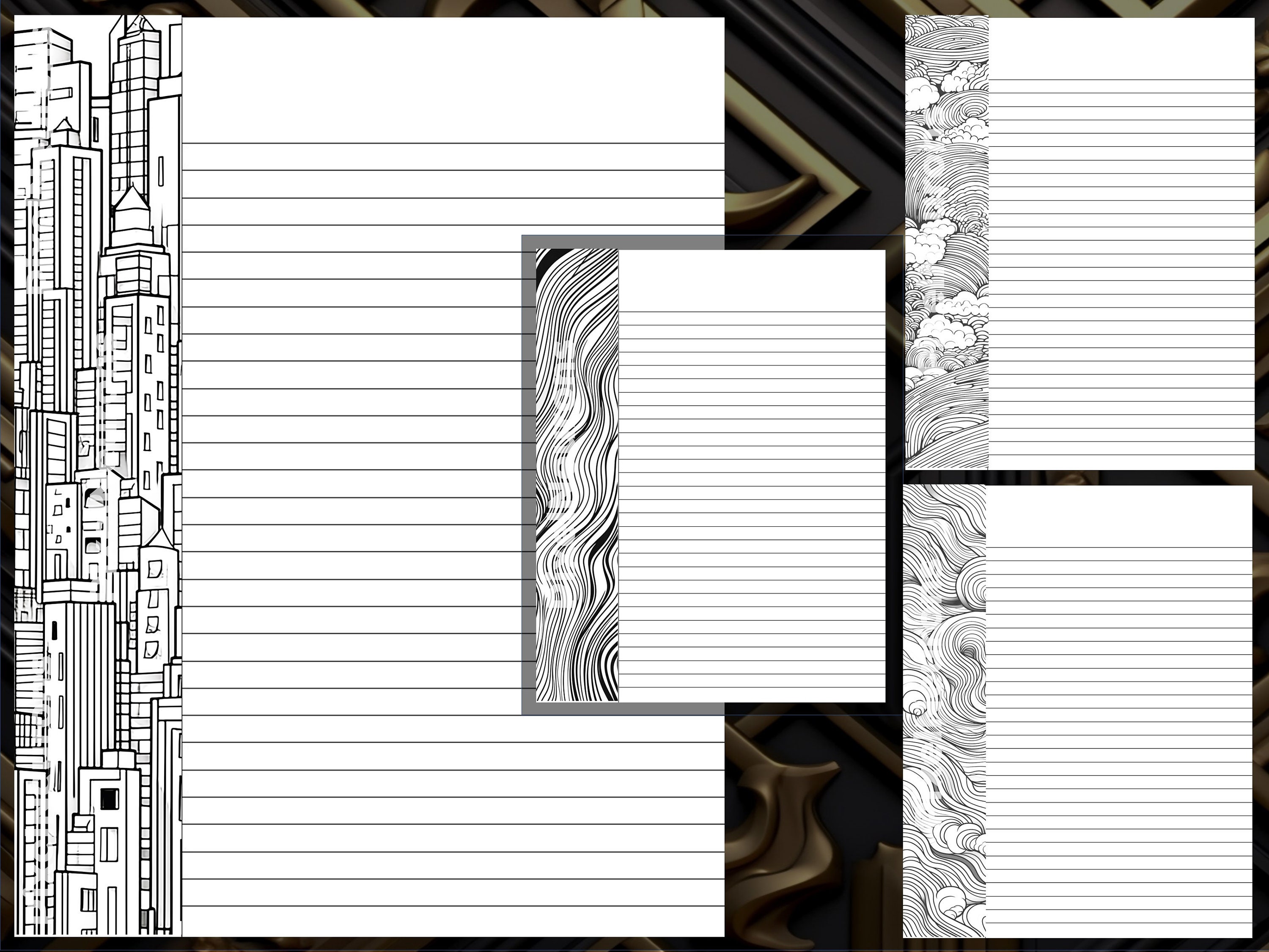 Geometric patterns custom notebook pages college ruled printable