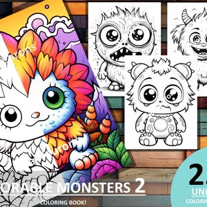Adorable Little Monsters Coloring Book Two - 25 Intricate Designs, Printable Pages - Art, Adult Coloring, AI-Inspired