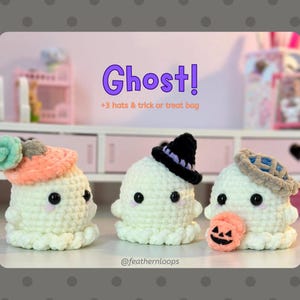 Halloween-virkmönster för spöken – häxa, pumpa, pajhattar och godispåse (PDF digital nedladdning)
