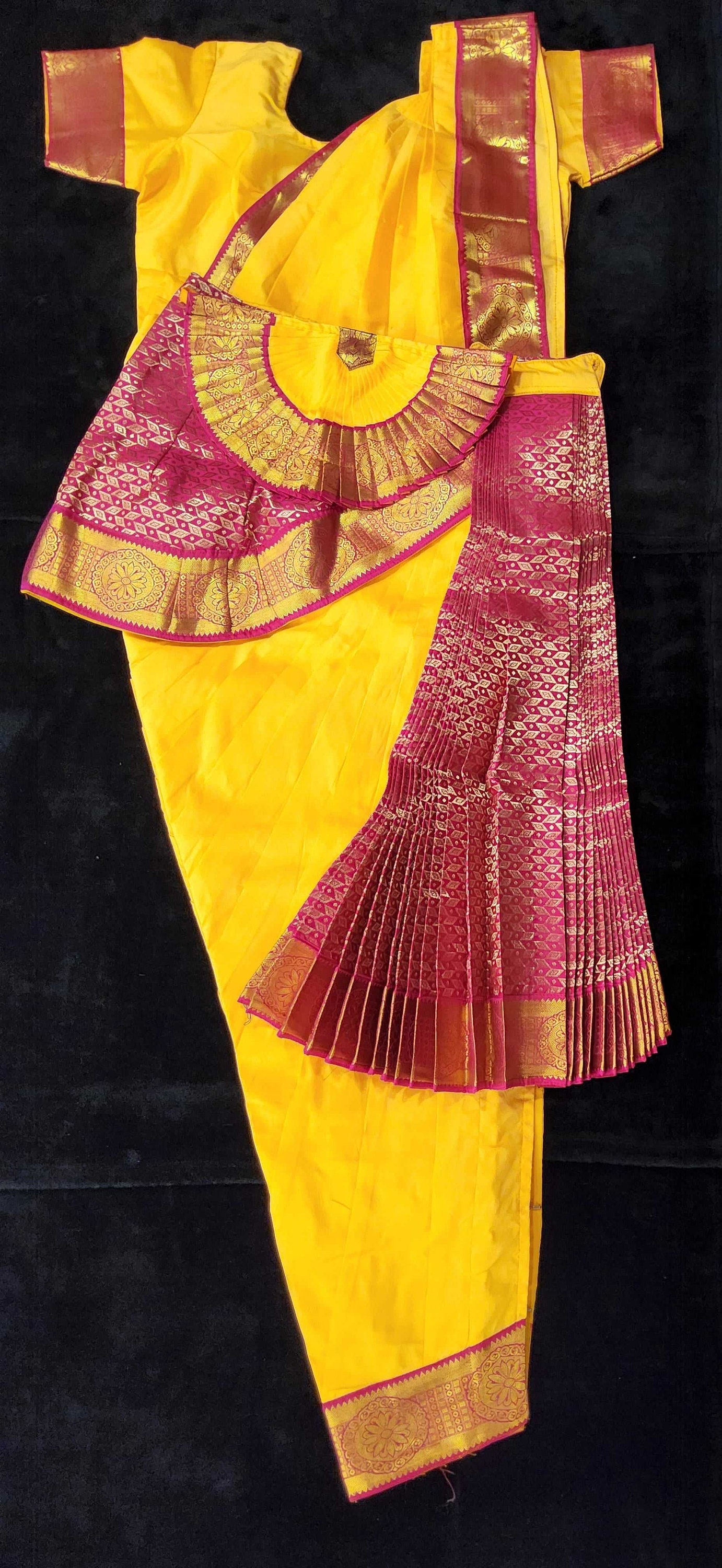 yellow and pink bharatanatyam dress Buy Bharatanatym Dance Dress For Girls Online