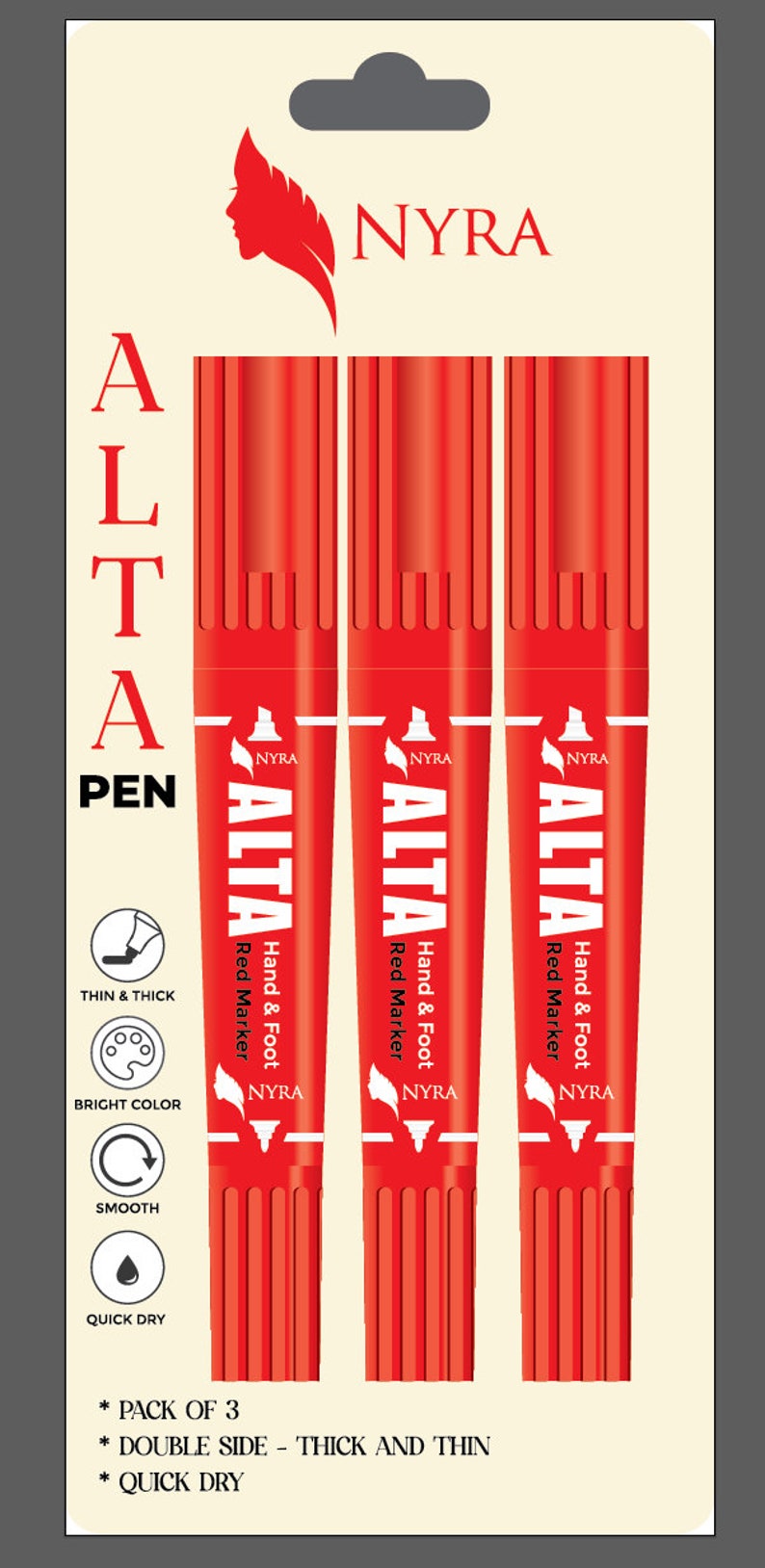 Alta Marker Pen RED Marker pen for Foot and Hand image 1