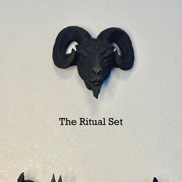 Wall-mounted Baphomet Head and Hands