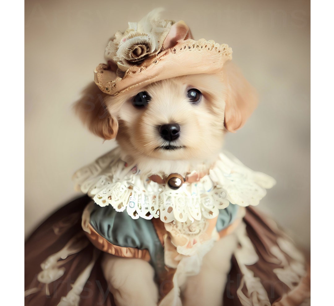 ADORABLE PUPPY Poster, Cute Dog Art, Dressy Dog Print, Funny Puppy Art
