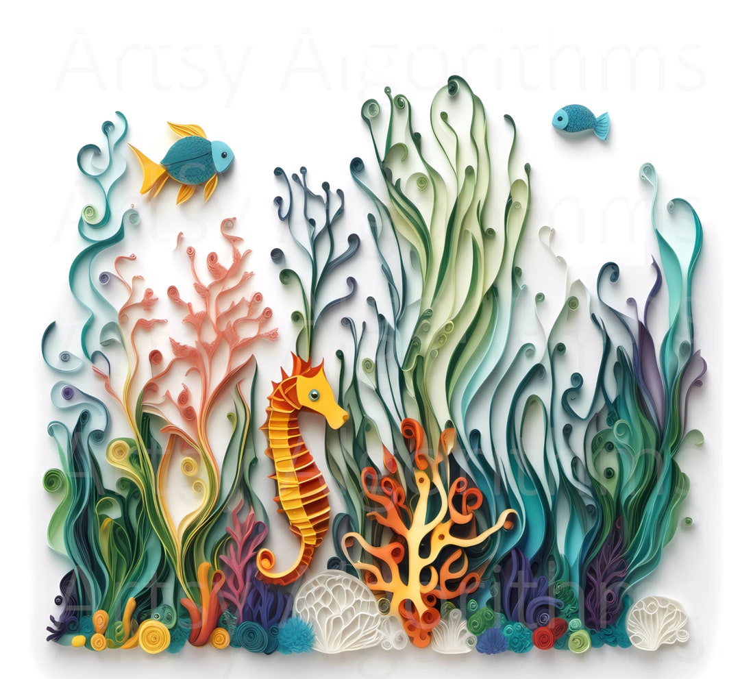 UNDERWATER SCENE#2, Dimensional Art, Sealife Art, Seahorse Art, Fish ...