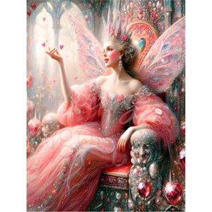 Fairy Queen Art Print: Pink Heart Fantasy (Digital Download)