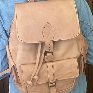 Sac à dos en cuir Beige