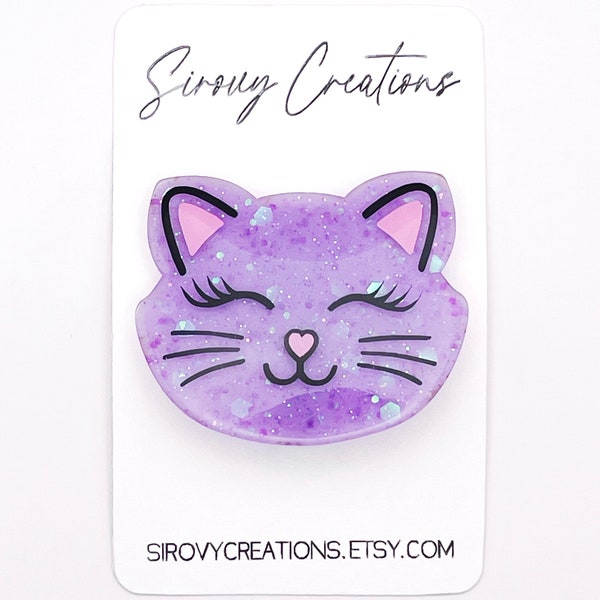 Cat Hair Clip | Glitter Hair Clips for Girls | Gifts for Girls | Resin Hair Clip | Pet Accessories | Cat Birthday Theme