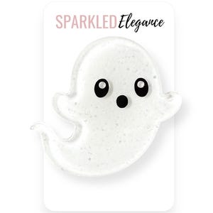 Ghost Hair Clip | Glitter Hair Clips for Girls | Gifts for Girls | Resin Hair Clip | Ghost Theme Party Accessories | Halloween Theme Party