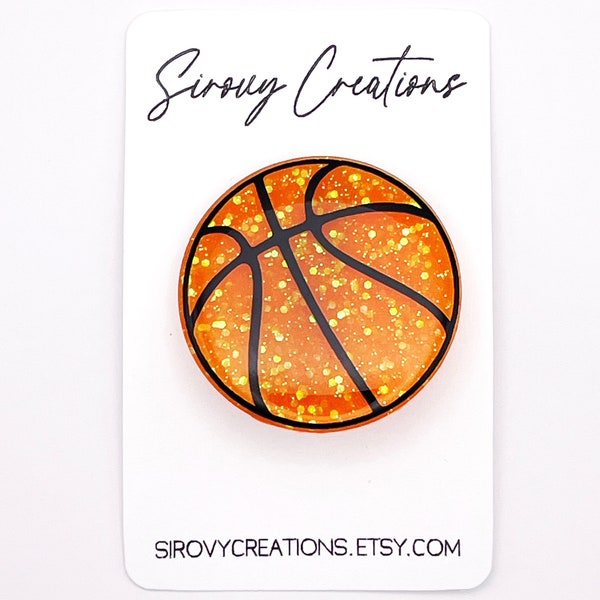 Basketball Hair Clip | Glitter Hair Clips for Girls | Gifts for Girls | Resin Hair Clip | Basketball Theme Party Accessories | Sports Gifts