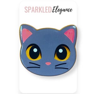 Black Cat Glitter Hair Clip: Halloween Resin Accessory