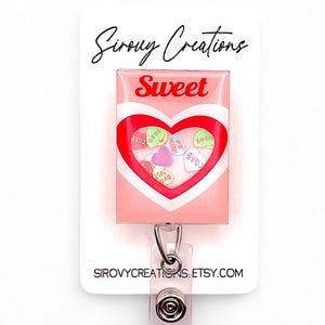Valentine’s Day Retractable Belt Clip Reel | Badge Reel | Teacher ID Holder | Teacher Gift | Nurse ID Badge Holder | Conversation Heart