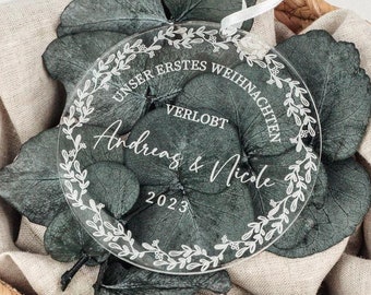 Christbaumanhänger | Acryl | Personalisierter Weihnachtsschmuck | Verlobung | Geschenkanhänger |
