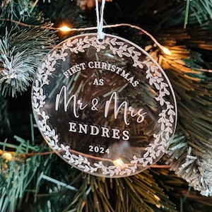 Christmas tree ornaments | Acrylic | Personalized Christmas decorations | First Christmas as Mr & Mrs | Gift tags