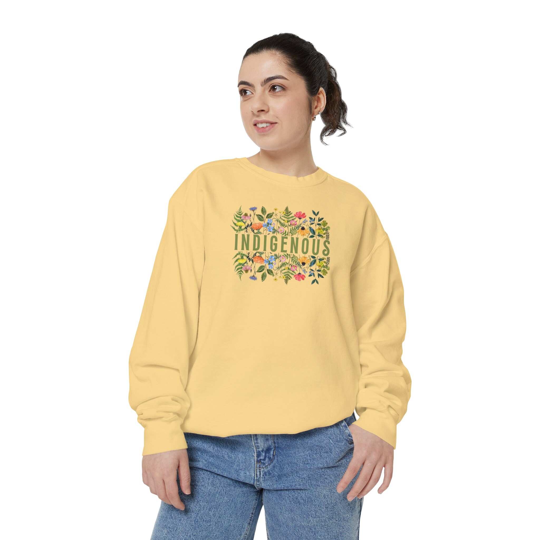 Indigenous floral Unisex Garment-Dyed Sweatshirt
