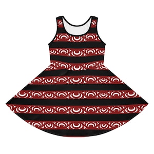Coast Salish ripple, indigenous art, native art Girls&#39; Sleeveless Sundress (AOP)