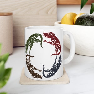 Coast Salish wolf, indigenous, native art, indigenous art, gift Ceramic Mug 11oz