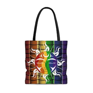 Indigenous native coast Salish Dentalium sun rainbow Tote Bag (AOP)