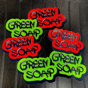Green Soap Tattoo Bottle Label Die Cut Sticker Graffiti Style