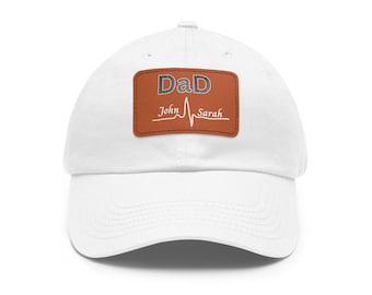 Personalized Dad hat gift for Fathers Day, Custom leather patch Tucker hat for new dad, Baby shower Gift for new dad, Daddy & Me Hat