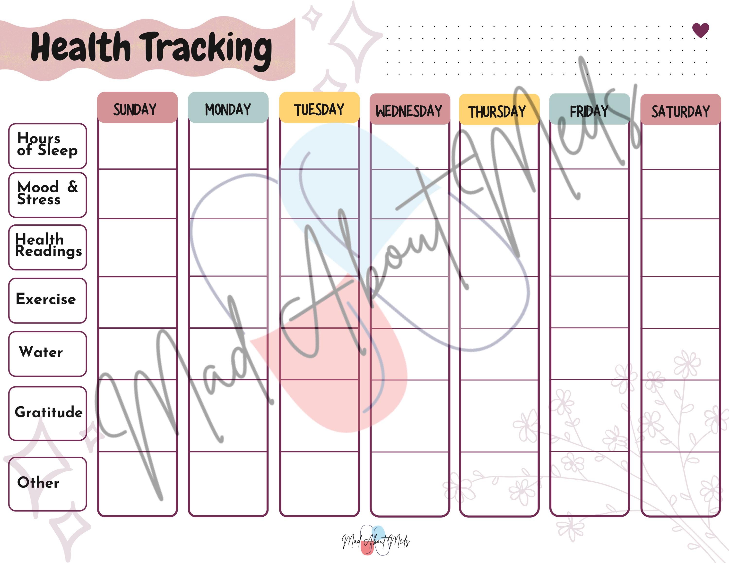 Weekly Health Tracker – Printable & Fillable Digital Download - Etsy