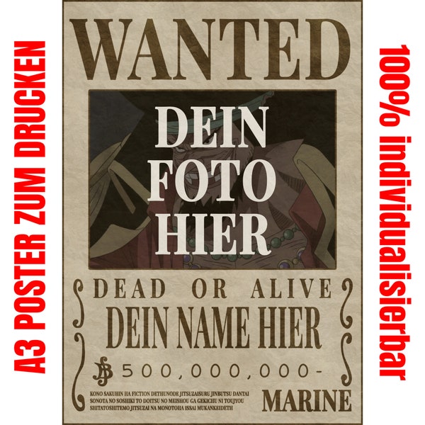 One Piece Anpassbares WANTED Kopfgeld Poster - Drucken OP Poster Vorlage - personalisierbar individuell  - direkter digitaler .psd download!