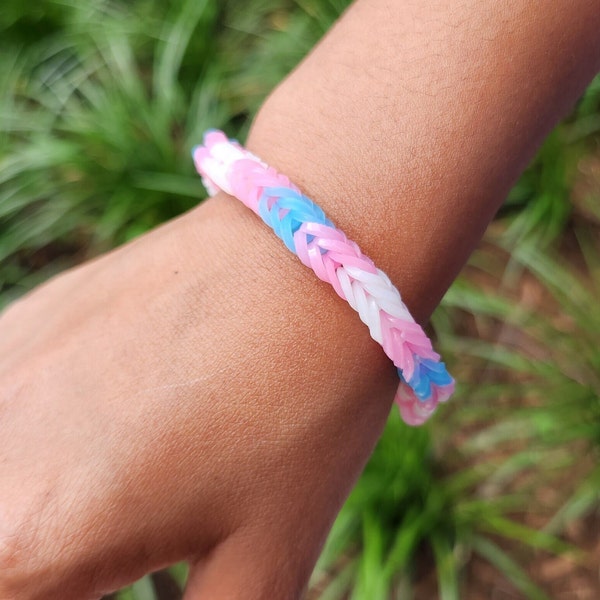 Loom Bracelet - Glow-in-the-Dark collection - GL_005 - Trans Flag