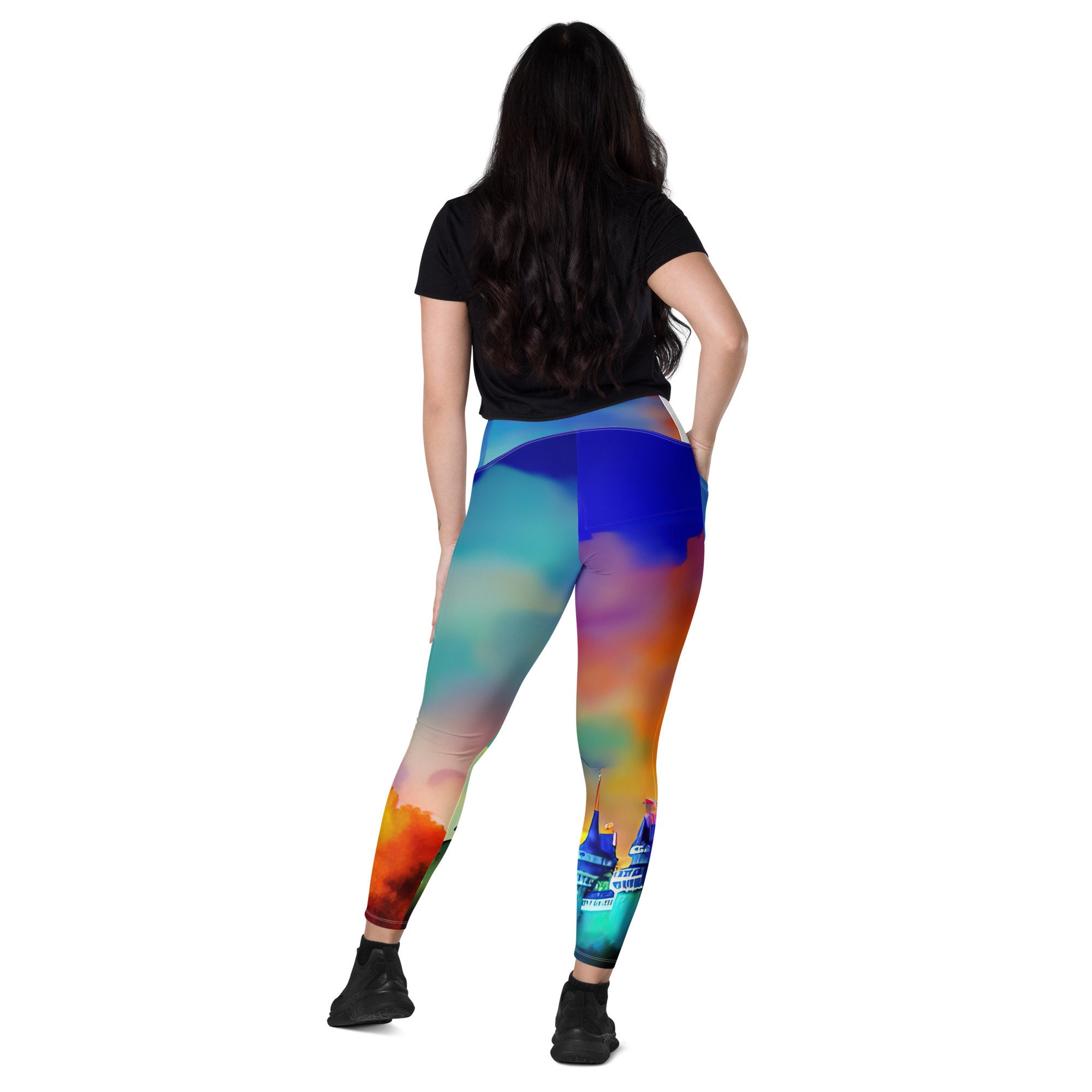 Watercolor Cinde's Castle Leggings - Gift for woman