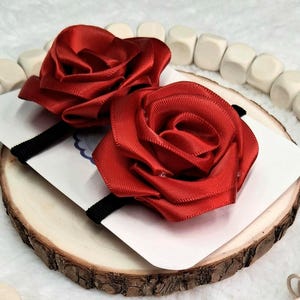 Rouse Bow with Black Hair Tie, Kids Rouses Hair Tie, Hair Bows, Bows, Rouses,Cute Bows