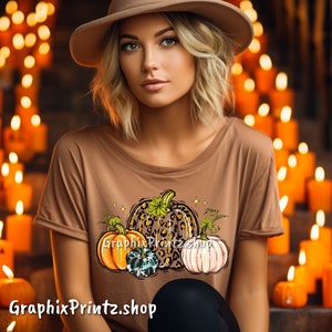 Ready to Press Fall Pumpkins DTF Transfer, Fall DTF, Direct to Film, Leopard Pumpkin Image, Heat Press, Fall Shirt, Fall Vibes,Sweater Image