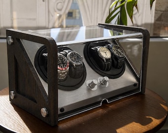 Watch Winder Box for Automatic Watches: 4-Watch Capacity, Dark Bamboo | Luxury Watch Display Case | Tourbillon Winders