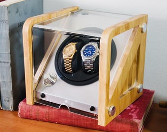 Bambus Doppel automatischer Uhrenbeweger - Elegante Uhrenbox
