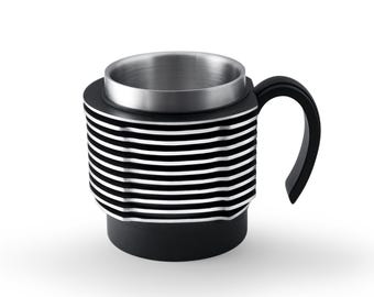 Air-Cooled Engine Finned Coffee Mug | Aluminum Cylinder Mug for Car Enthusiasts | Black+Black Handle| Finned Mugs