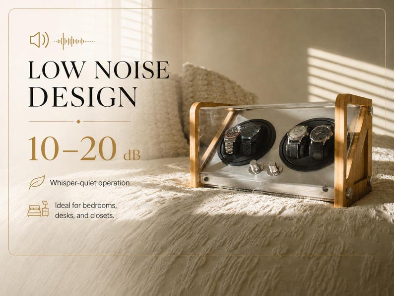 Watch Winder Box for Automatic Watches: 4-Watch Capacity, Bamboo | Luxury Watch Display Case | Tourbillon Winders image 3