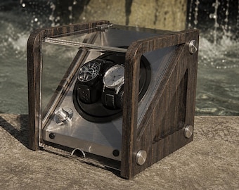 Watch Winder Box for Automatic Watches: 2-Watch Capacity, Dark Bamboo | Luxury Watch Display Case | Tourbillon Winders