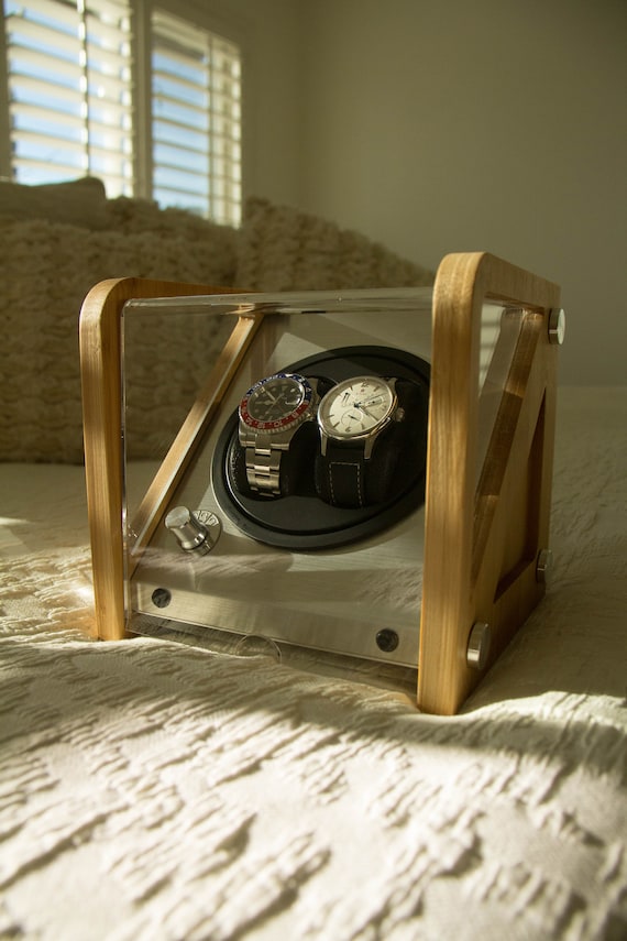Tourbillon Watch Winder Bamboo Watch Winder Box Gift for Him Watch Holder Automatic Watch Winder 2 Watch Capacity Etsy