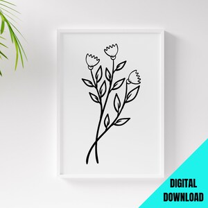 Floral Print Digital Download Wandkunst, druckbare Wanddekor, herunterladbare Blume Pflanze Line Art, Housewarming Geschenke für Sie, von WellNoted2