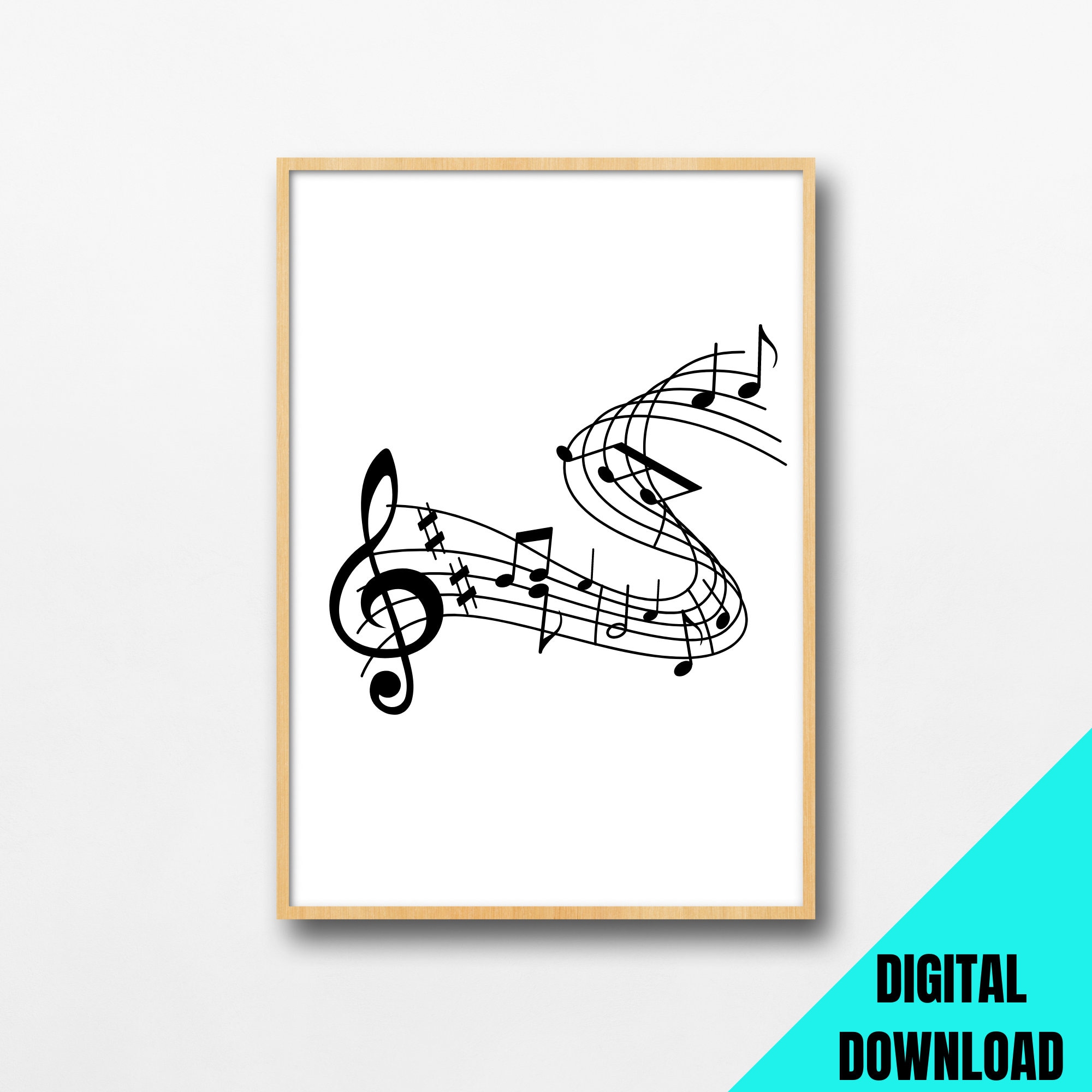 Music Notes Less Whimsical Notes Minimalist Music Notes Art Print: Melody Wall Decor (digital Download ...