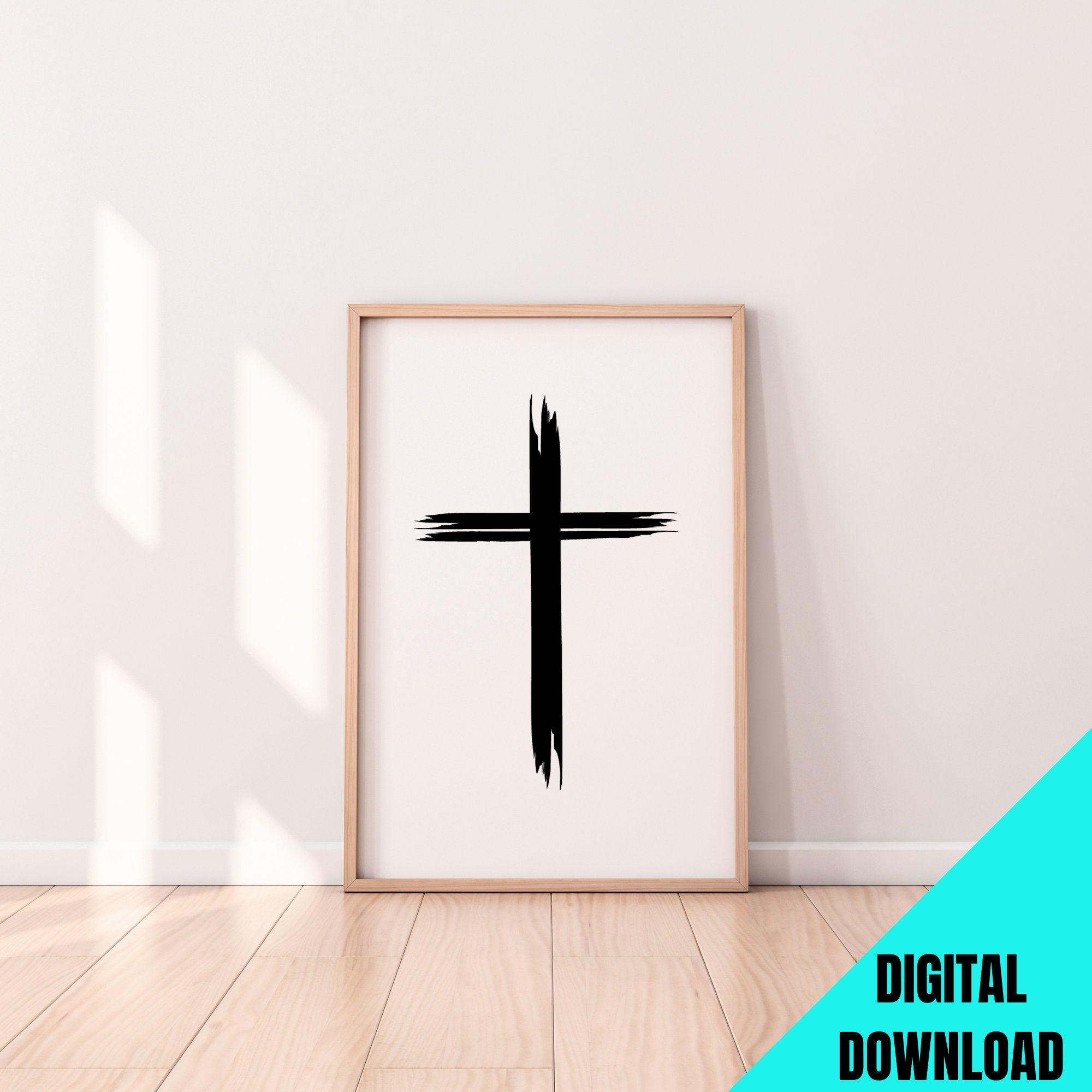 Minimalist Cross Line Art Print: Religious Wall Decor (digital Download ...