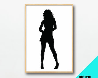 Lámina artística de silueta de mujer: Decoración de pared moderna (descarga digital)