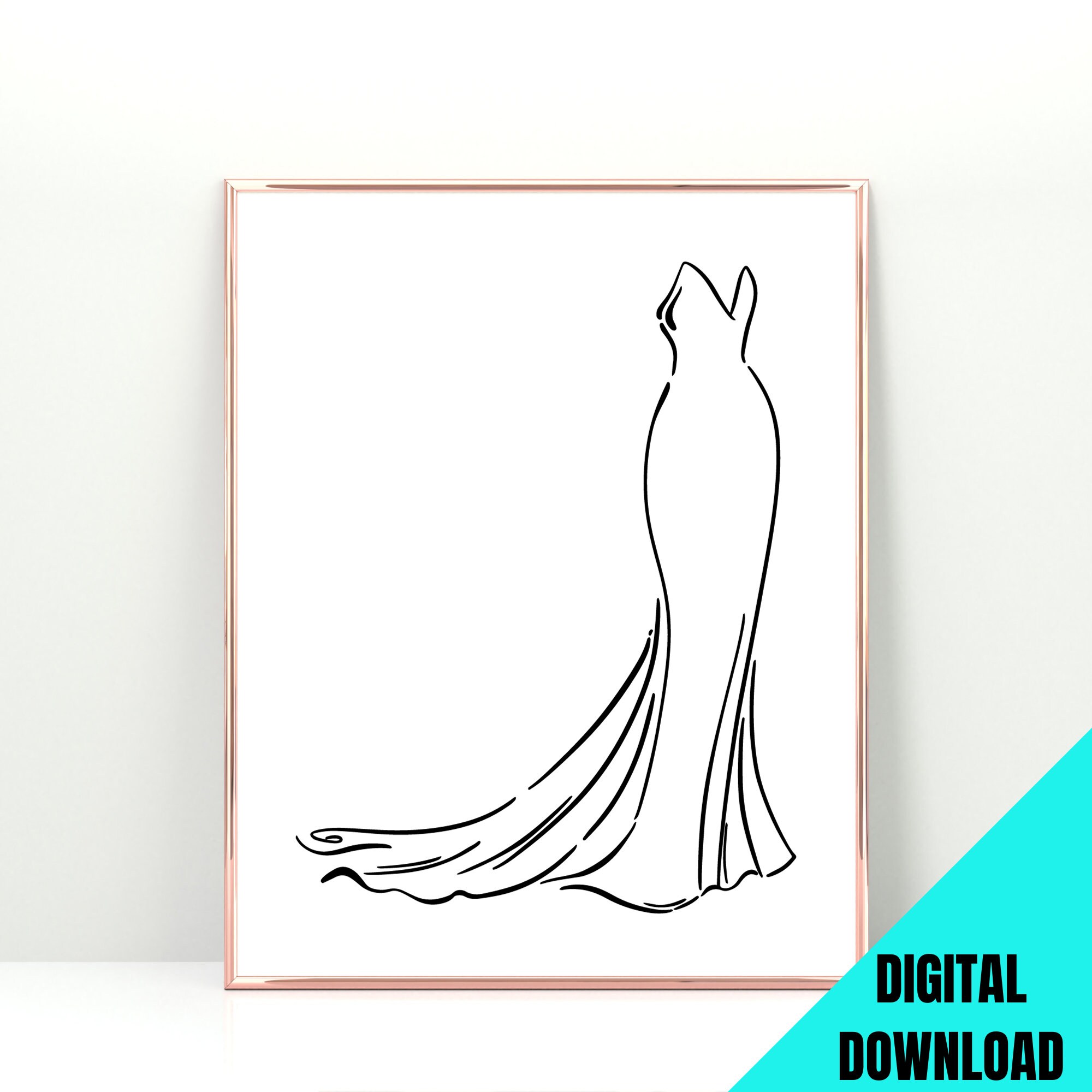wedding dress line art Wedding Dress Outline