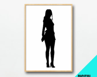 Lámina artística de silueta de mujer: Decoración de pared moderna (descarga digital)