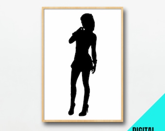 Lámina artística de silueta de mujer: Decoración de pared moderna (descarga digital)