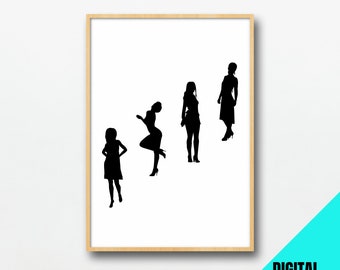 Woman Digital Download, Adult Wall Art, Printable Art, Digital Print, Downloadable Art, Wall Decor, Body Silhouette, Lady Sillouette Outline