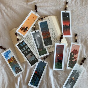 Original hand painted laminated bookmarks, 2 1/2 x 6 1/2 cardstock