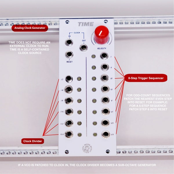 Heure [Horloge analogique Eurorack, diviseur d'horloge et séquenceur de déclenchement]