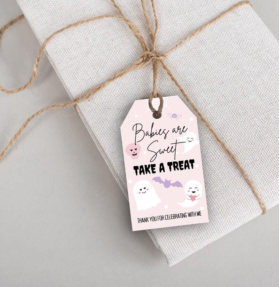 Cute Girly Halloween Birthday Thank You Tags Cute Spooky Theme Party ...